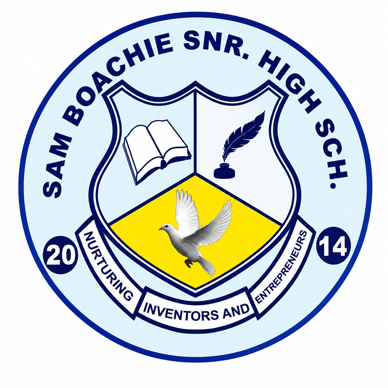 Students gathered in the school courtyard during an outdoor academic event at Sam Boachie SHS