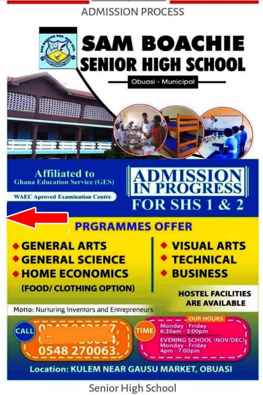 School building and campus grounds of Sam Boachie Senior High School in Ashanti Region Ghana
